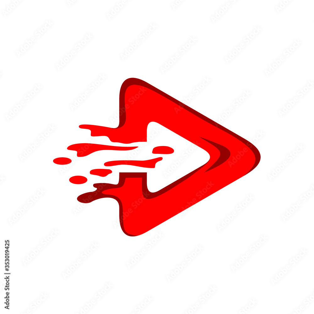 Play icon splash, fast arrow splash logo Play icon splash, fast arrow splash logo