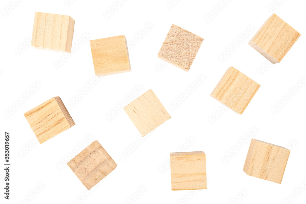 Ten wooden cube isolated on white background. Ten wooden cube isolated on white background.