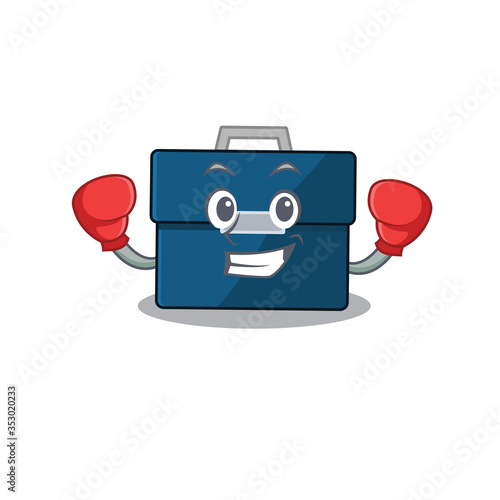 Mascot design of business suitcase as a sporty boxing athlete