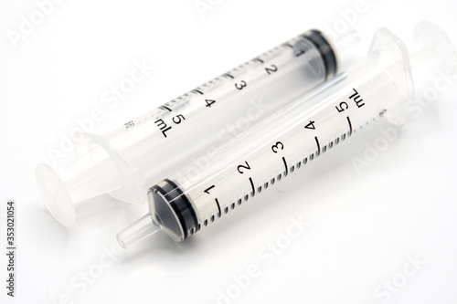 Syringe and isolated on a white background.