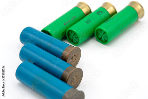 shotgun cartridges isolated over white