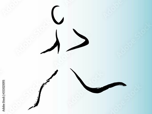 Jogging, hand drawn illustrations, simple line designs, Vector