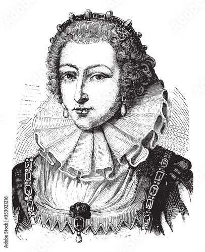 Queen Marguerite of France vintage engraving