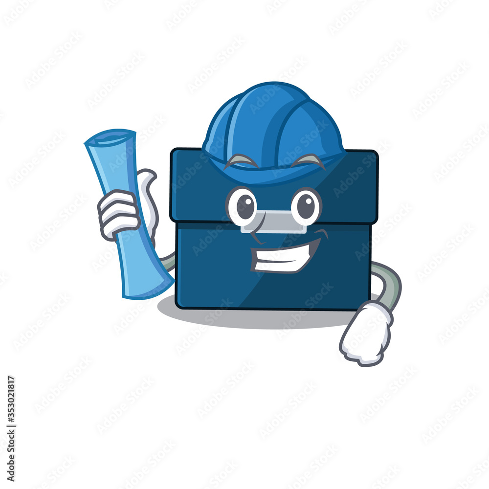 caricature picture of business suitcase Architect with blue prints caricature picture of business suitcase Architect with blue prints