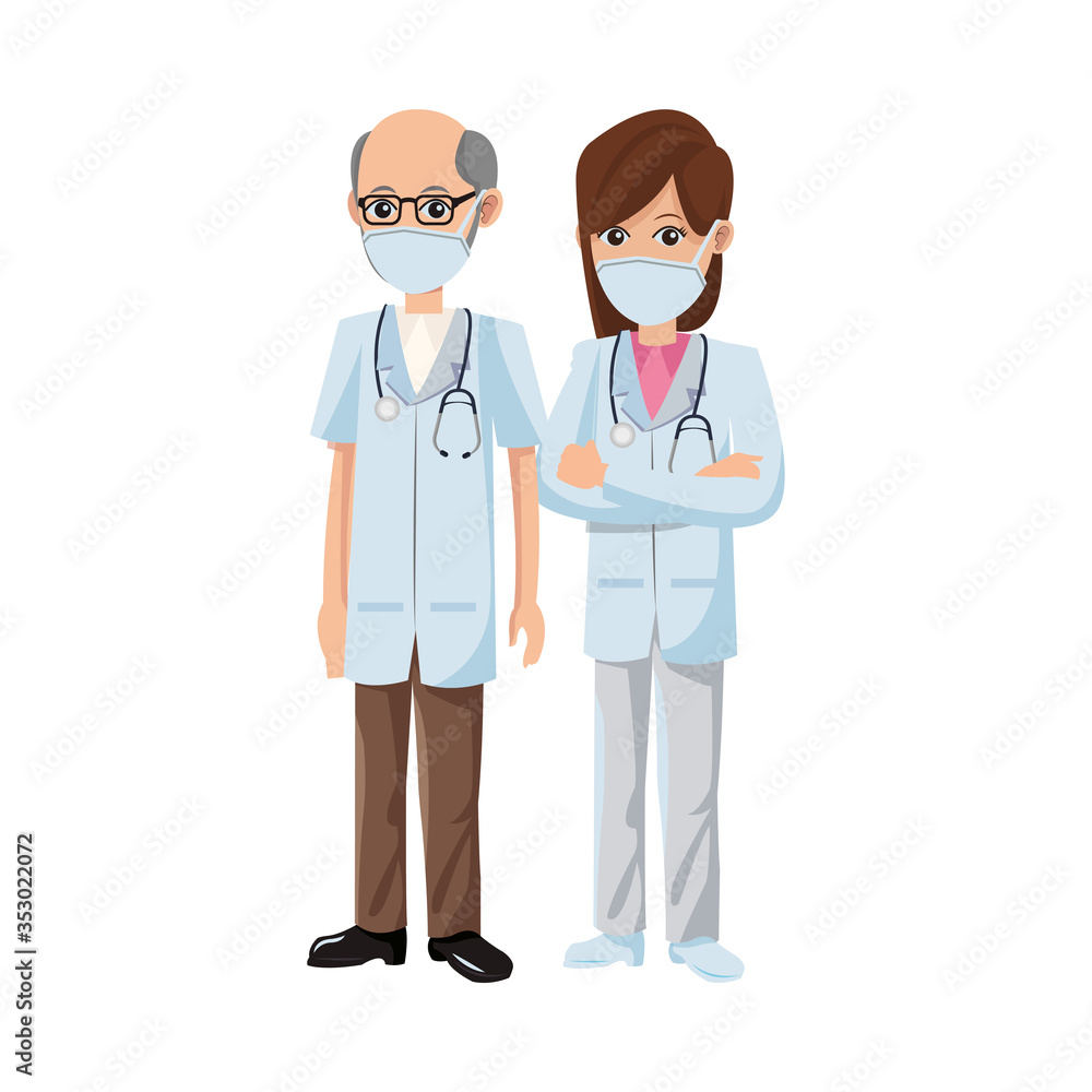 couple doctors using medical masks couple doctors using medical masks