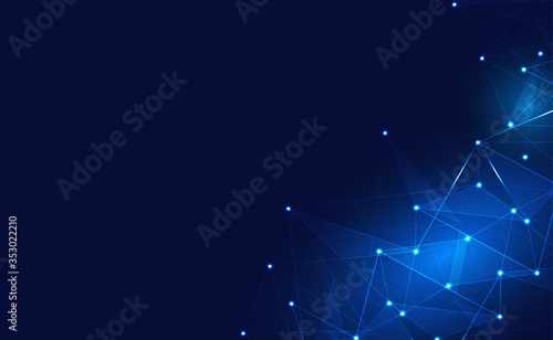 Internet Connection or Network Connection Background With Neon Effect. Low Poly, Dot, Circle, Line, Light. Digital Science Technology Concept. Digital Technology Backdrop. Vector Illustration © wiki