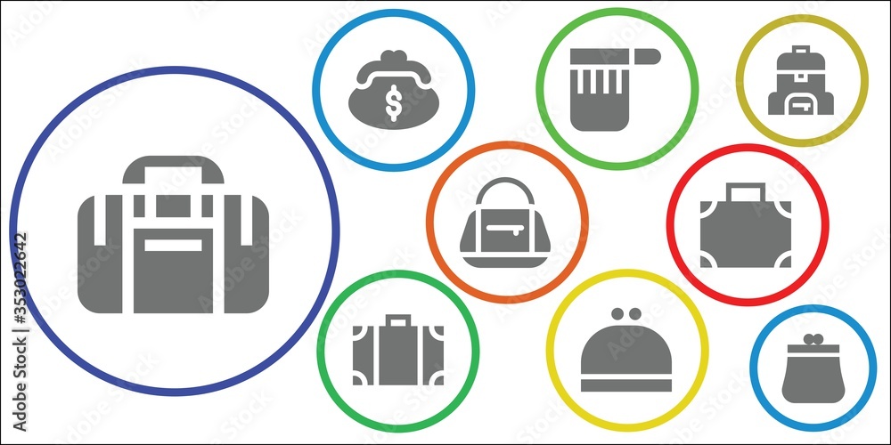 Modern Simple Set of handbag Vector filled Icons Modern Simple Set of handbag Vector filled Icons