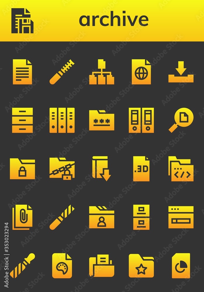 Modern Simple Set of archive Vector filled Icons Modern Simple Set of archive Vector filled Icons