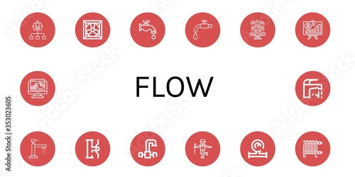 flow simple icons set