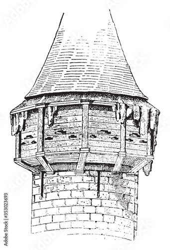 Hoarding (castle), vintage illustration.