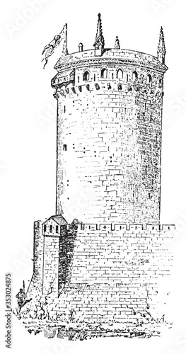 Chateau de Coucy, vintage illustration.