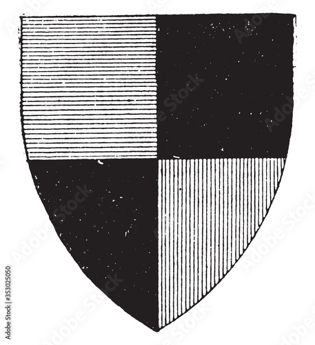 Shield split, vintage illustration.