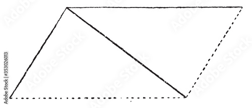 Concurrent forces parallelogram of forces, vintage illustration.