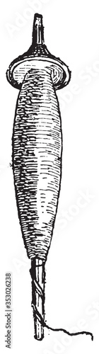 Spindle (textiles), vintage illustration.