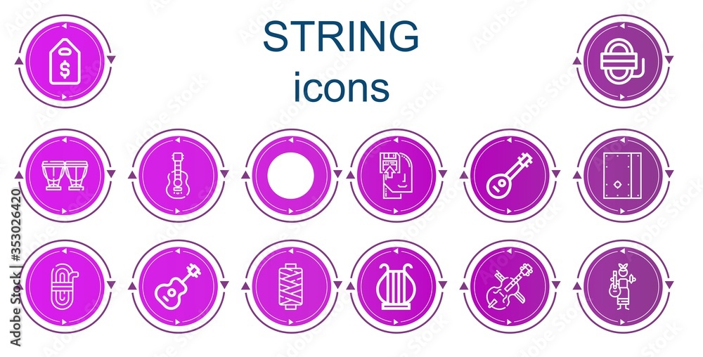 Editable 14 string icons for web and mobile Editable 14 string icons for web and mobile