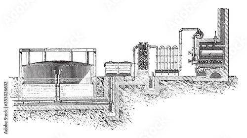 Gasworks, vintage illustration.