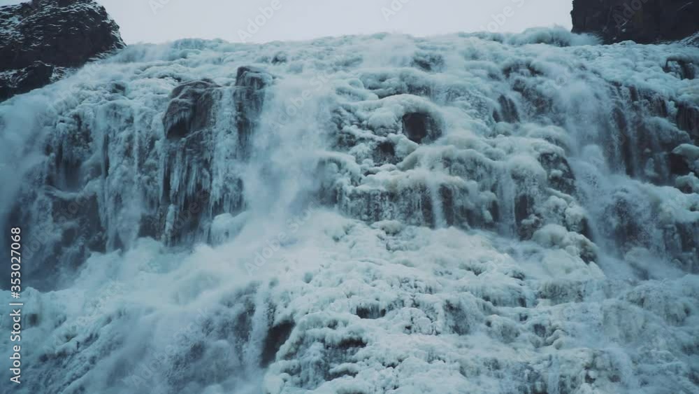 The frozen waterfalls in Iceland - slow motion The frozen waterfalls in Iceland - slow motion