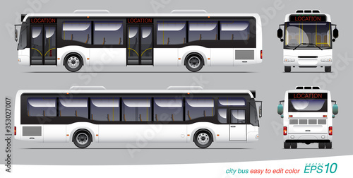 VECTOR EPS10 - city bus template for car branding and advertising isolated on grey background,
can edit color on layer name "body color".