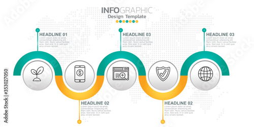 Infographic design template with icons and options or steps.