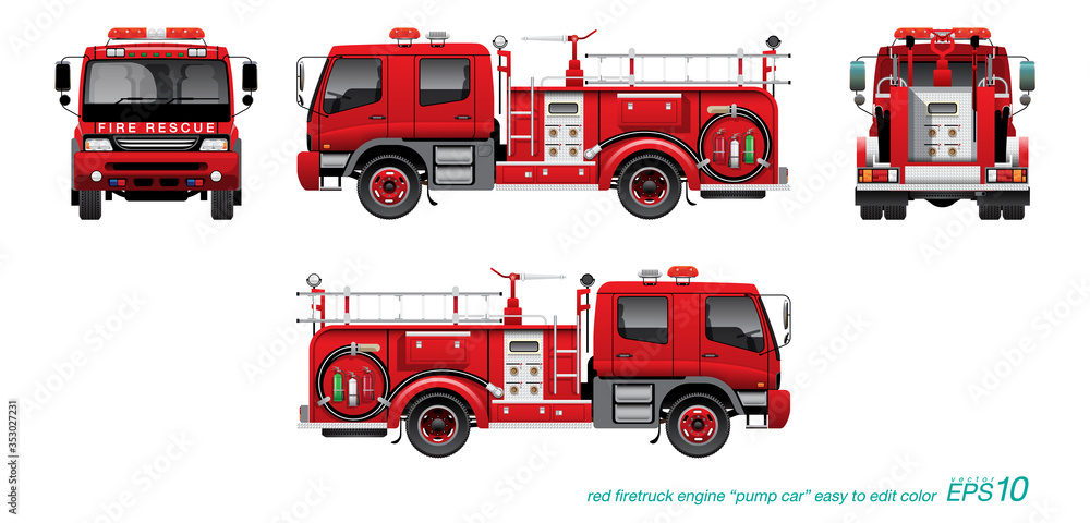 Photo & Art Print VECTOR EPS10 - red firetruck template, fire engine, pump car, isolated on white background, Thanit photo-art-print-vector-eps10-red-firetruck-template-fire-engine-pump-car-isolated-on-white-background-thanit