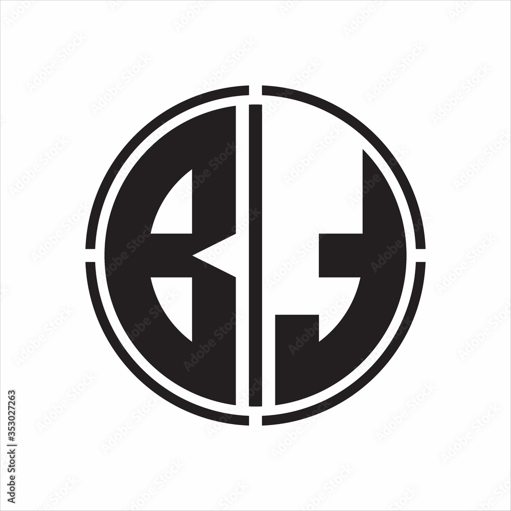 BT Logo initial with circle line cut design template on white background BT Logo initial with circle line cut design template on white background
