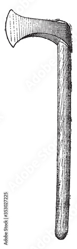 Iron or Franciscan ax, vintage illustration.