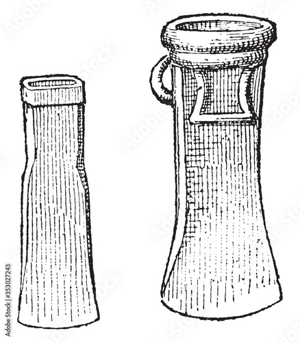 Socket bronze axes Larnaudian era, vintage illustration.