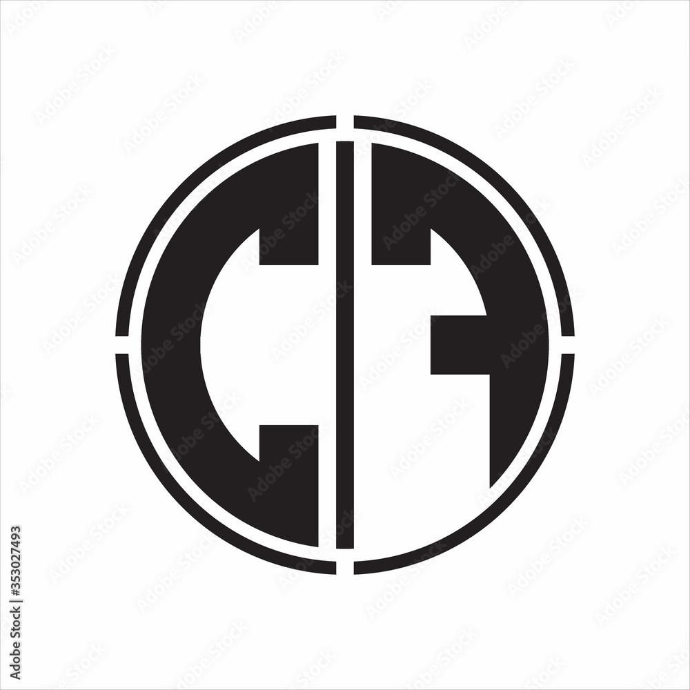 CF Logo initial with circle line cut design template on white background CF Logo initial with circle line cut design template on white background