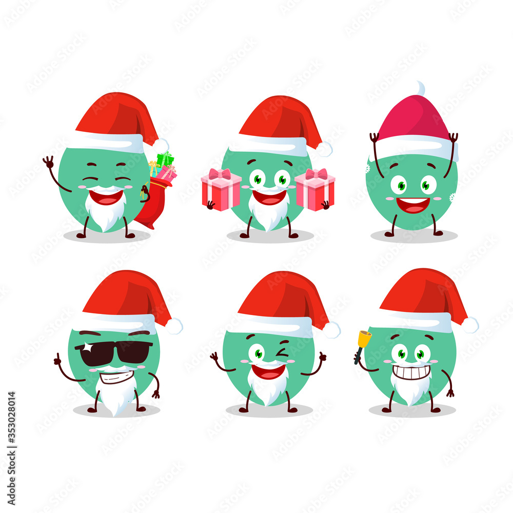 Santa Claus emoticons with green baloon cartoon character Santa Claus emoticons with green baloon cartoon character