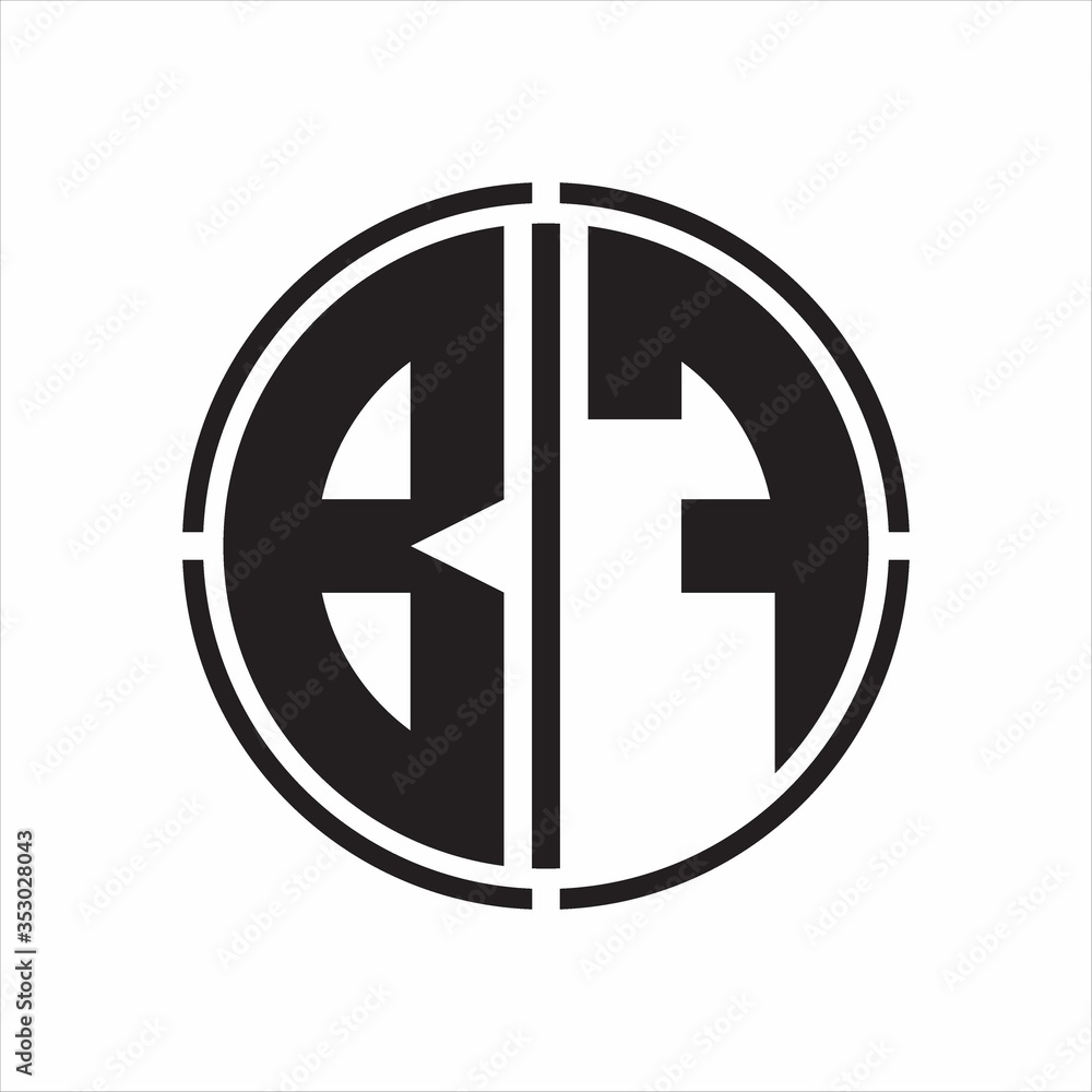 BF Logo initial with circle line cut design template on white background BF Logo initial with circle line cut design template on white background