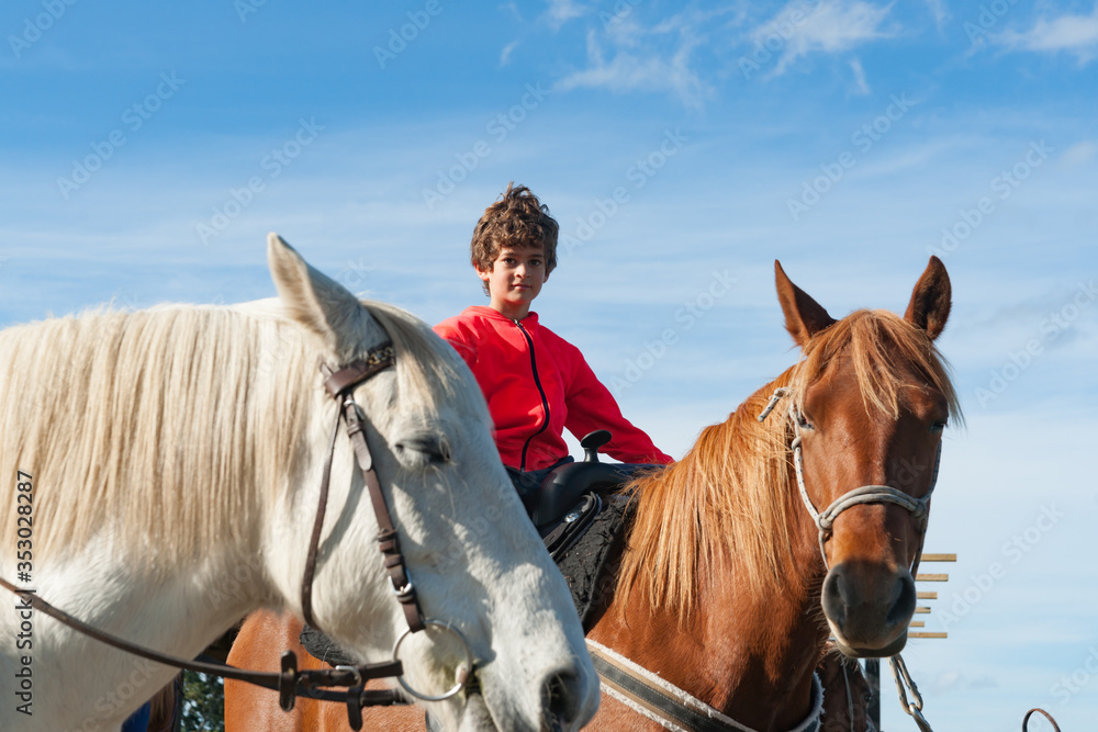 Fototapeta premium Boy horse riding