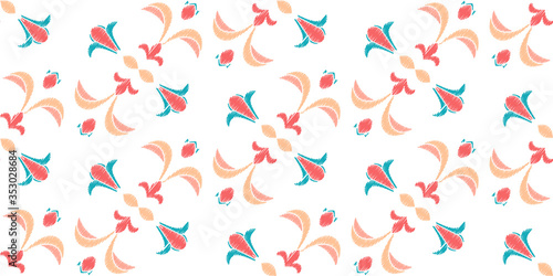Colorful Ikat ornamentel seamless pattern for textile, wallpaper, card or wrapping paper. Tile for surface design