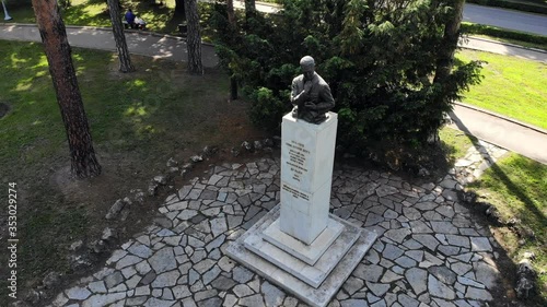 Aerial view of the Monument to Rudolphe Archibald Reiss in Topcider park in Belgrade, Serbia photo