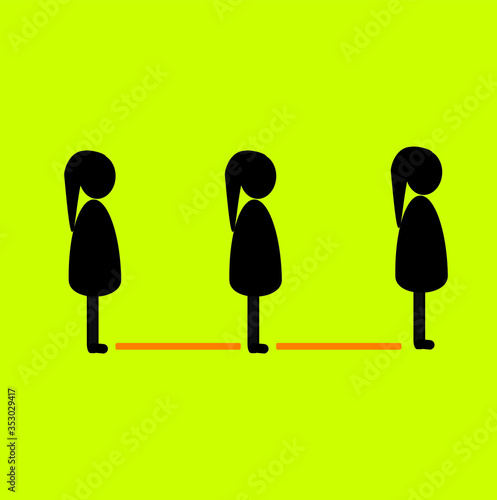 Keep a safe social distance at a distance of 2 meters. Icon. Prevention of the spread of coronavirus Covid-19.
