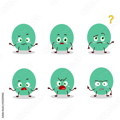 Cartoon character of green baloon with what expression