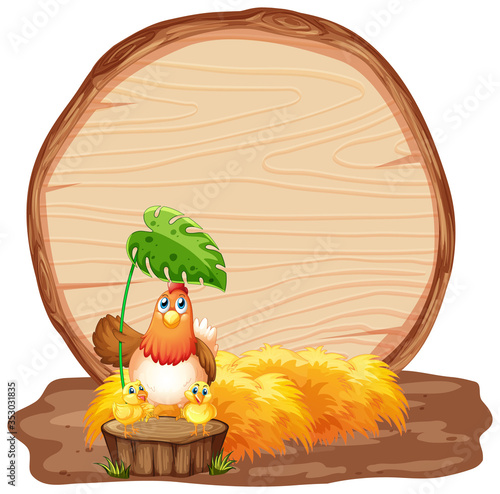 Sign template with animals in garden background