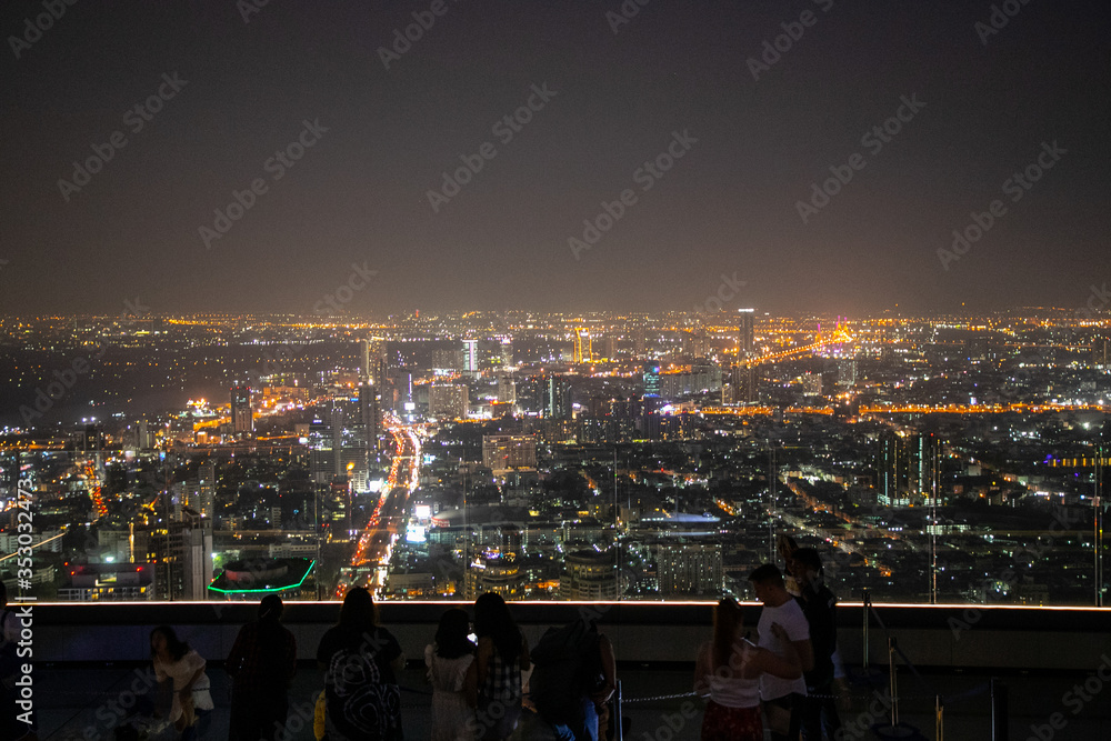 panoramic skyline of Bangkok by night from King Power Mahanakhon, Bangkok, Thailand panoramic skyline of Bangkok by night from King Power Mahanakhon, Bangkok, Thailand
