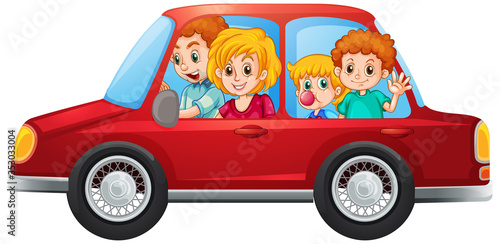 Happy family in the car