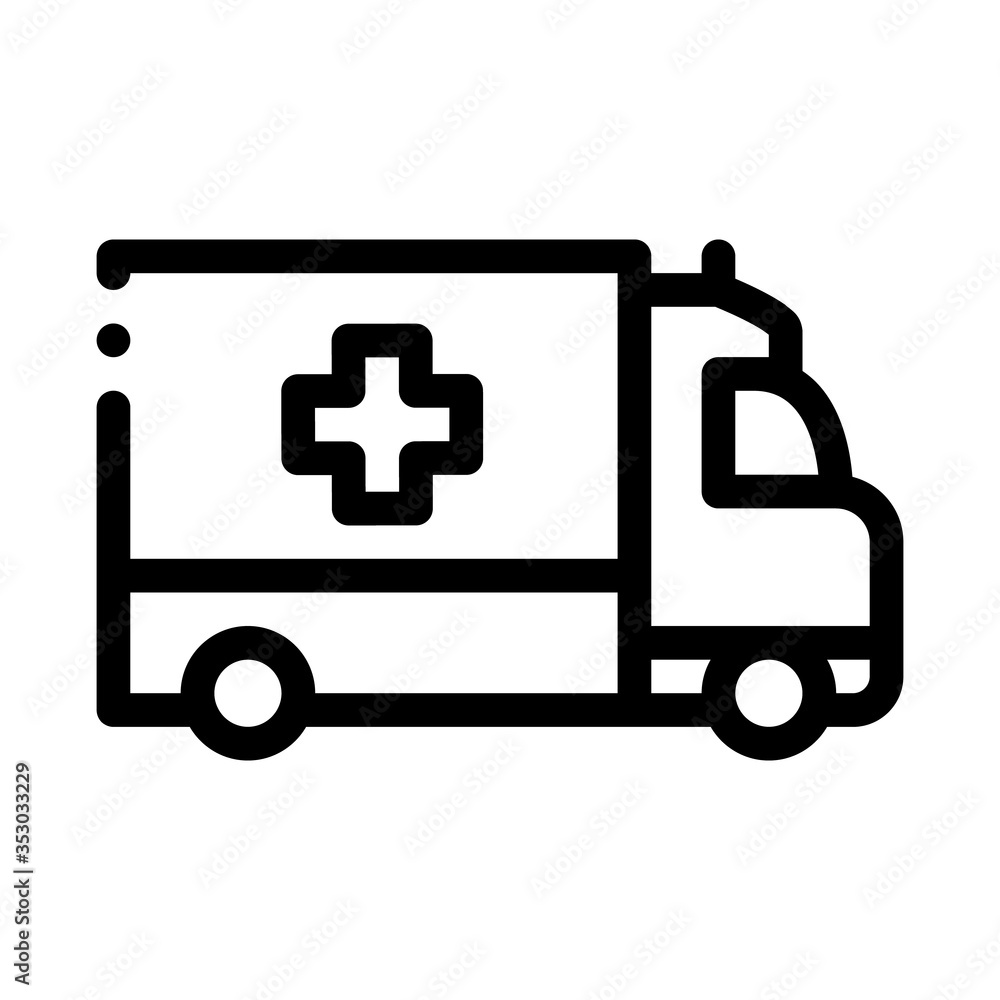 ambulance car icon vector. ambulance car sign. isolated contour symbol illustration ambulance car icon vector. ambulance car sign. isolated contour symbol illustration