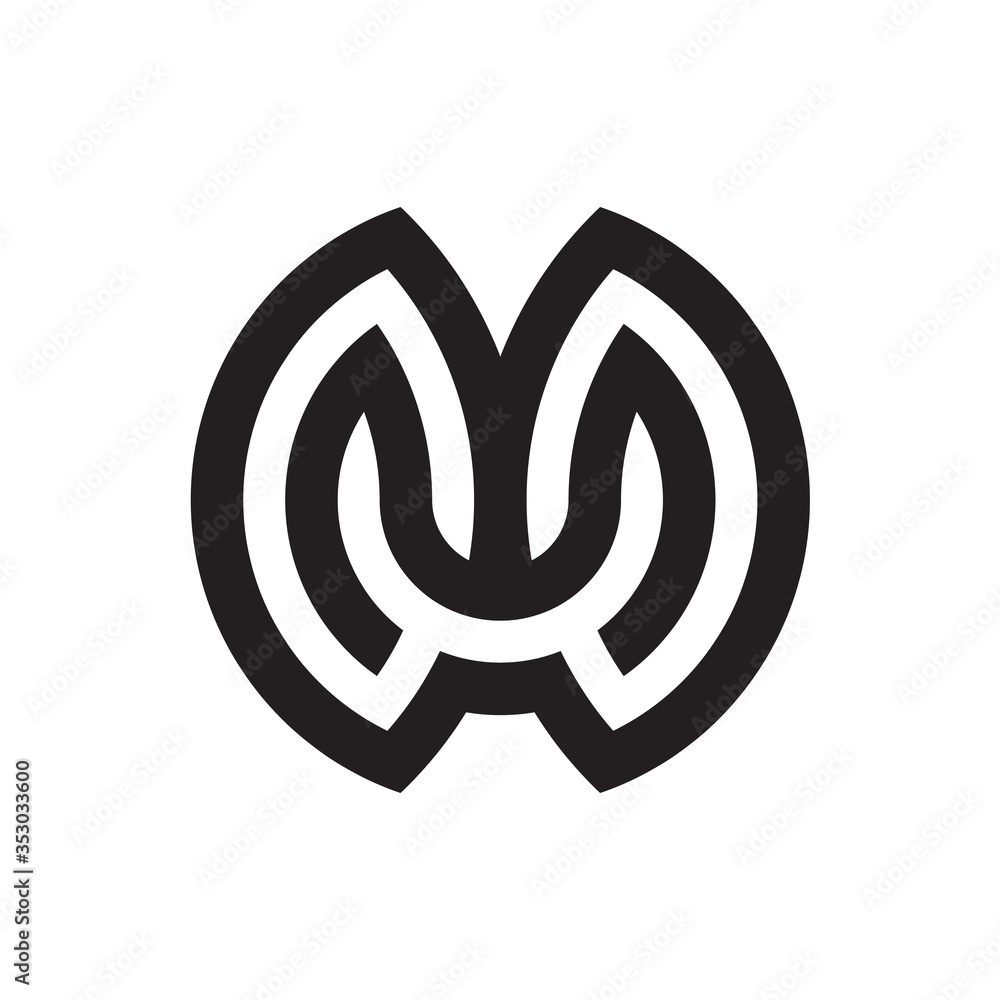 the concept of abstract logo letter M and leaves. Minimalist and elegant with symmetrical geometric shapes the concept of abstract logo letter M and leaves. Minimalist and elegant with symmetrical geometric shapes