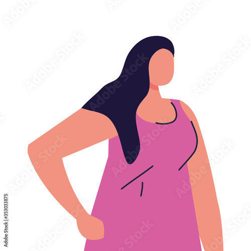 young woman faceless on white background vector illustration design