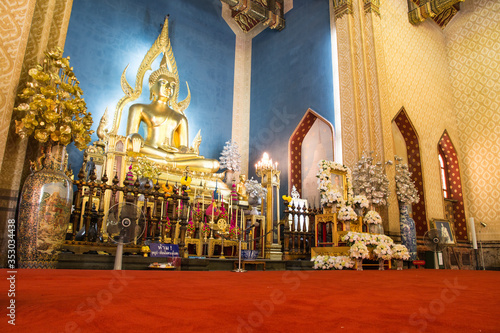 Buddha statue inside Marble Temple (Wat Benchamabophit), Bangkok, Thailand