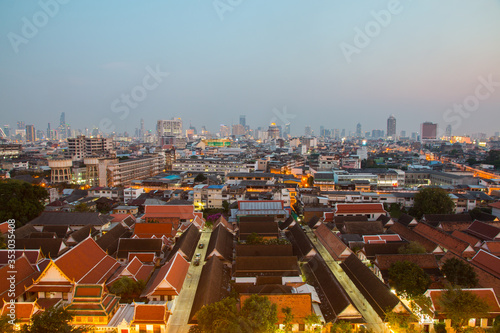 Panorama view of Bangkok from Golden Mountain (Wat Saket), Bangkok, Thailand