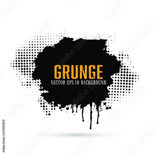 Vector Grunge brush stroke texture halftone banner background.