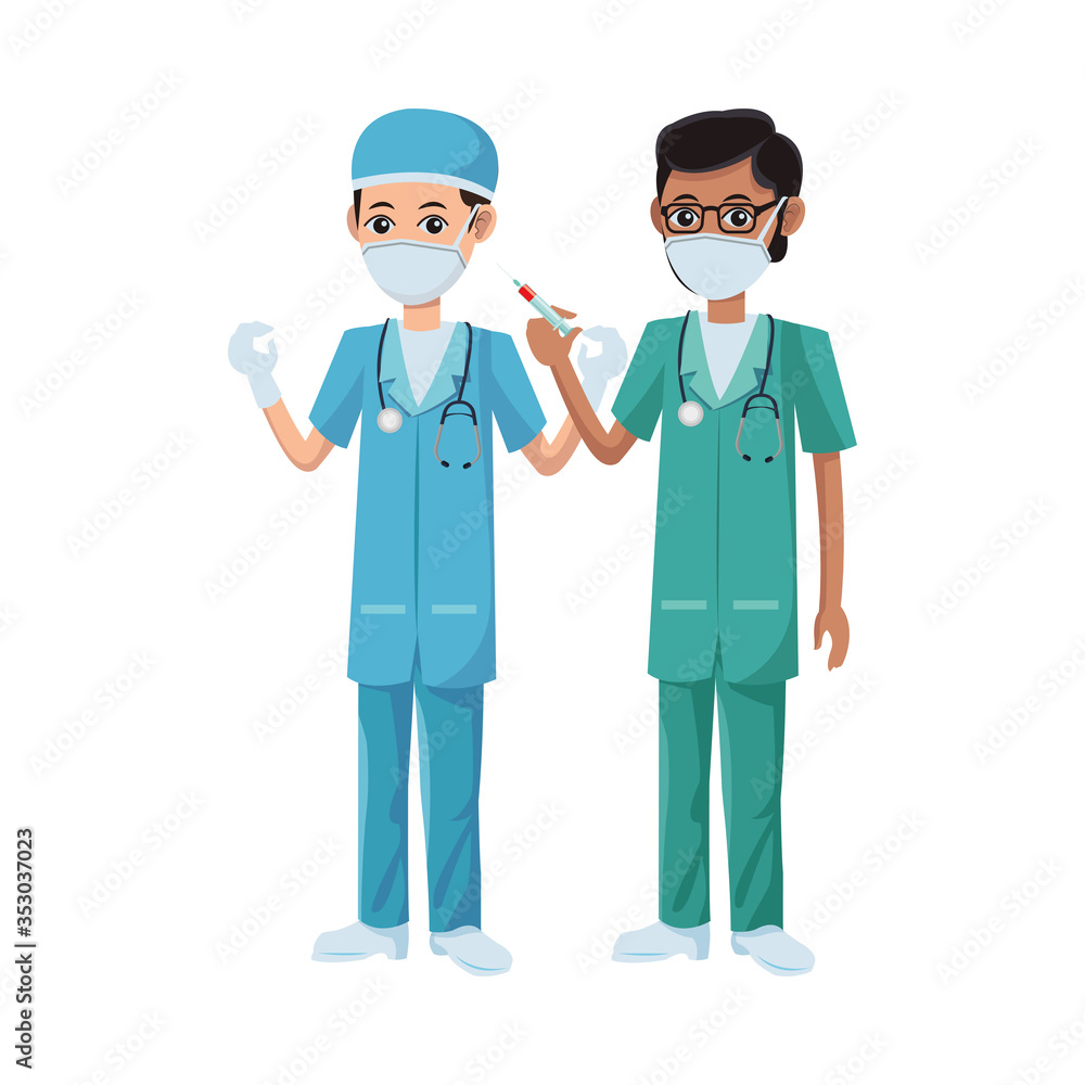 male doctors using medical masks with vaccine male doctors using medical masks with vaccine
