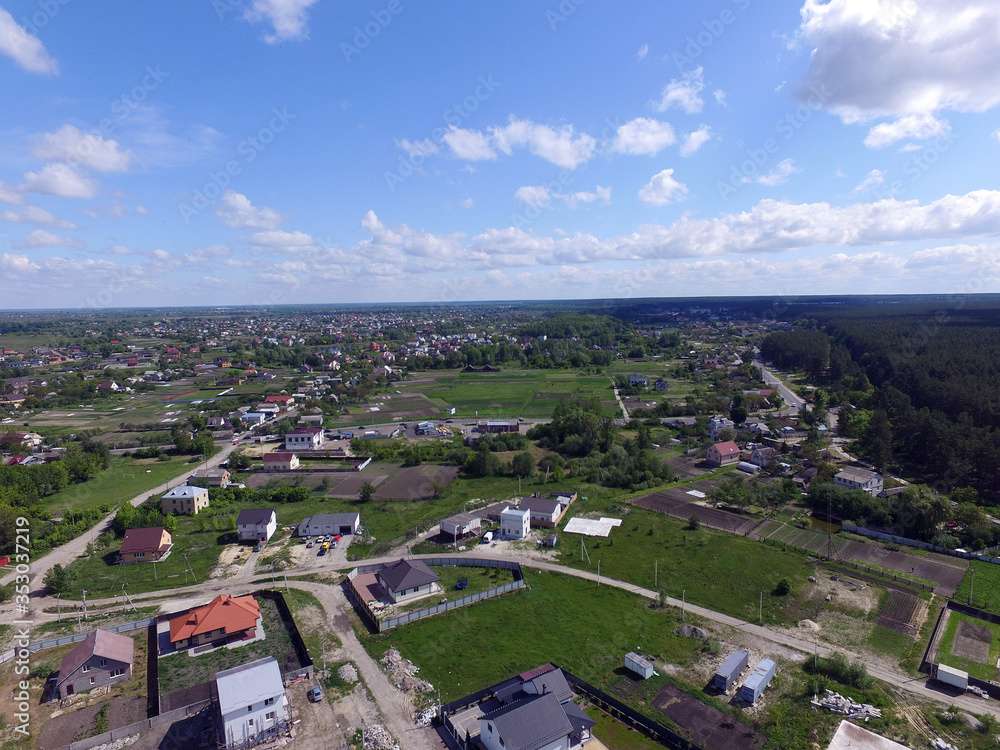 Aerial view of the saburb landscape (drone image). Near Kiev Aerial view of the saburb landscape (drone image). Near Kiev