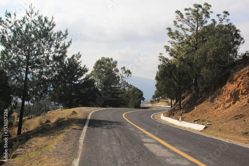 Carretera en Zimapan Hidalgo México con bosque y montañas photo