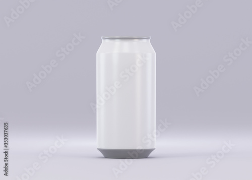 Plain Soda Can Beer Can in White Background For Mockup Branding Sticker or Decal photo