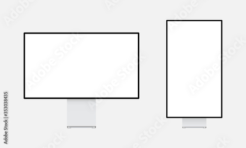 Desktop PC mockups - front view. Vector illustration