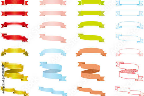 A set of 28 colorful ribbon vector illustrations.